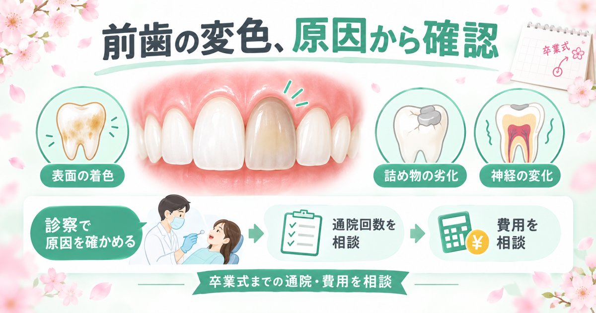 写真で気づいた前歯の変色・黄ばみ、原因と卒業式までの対応