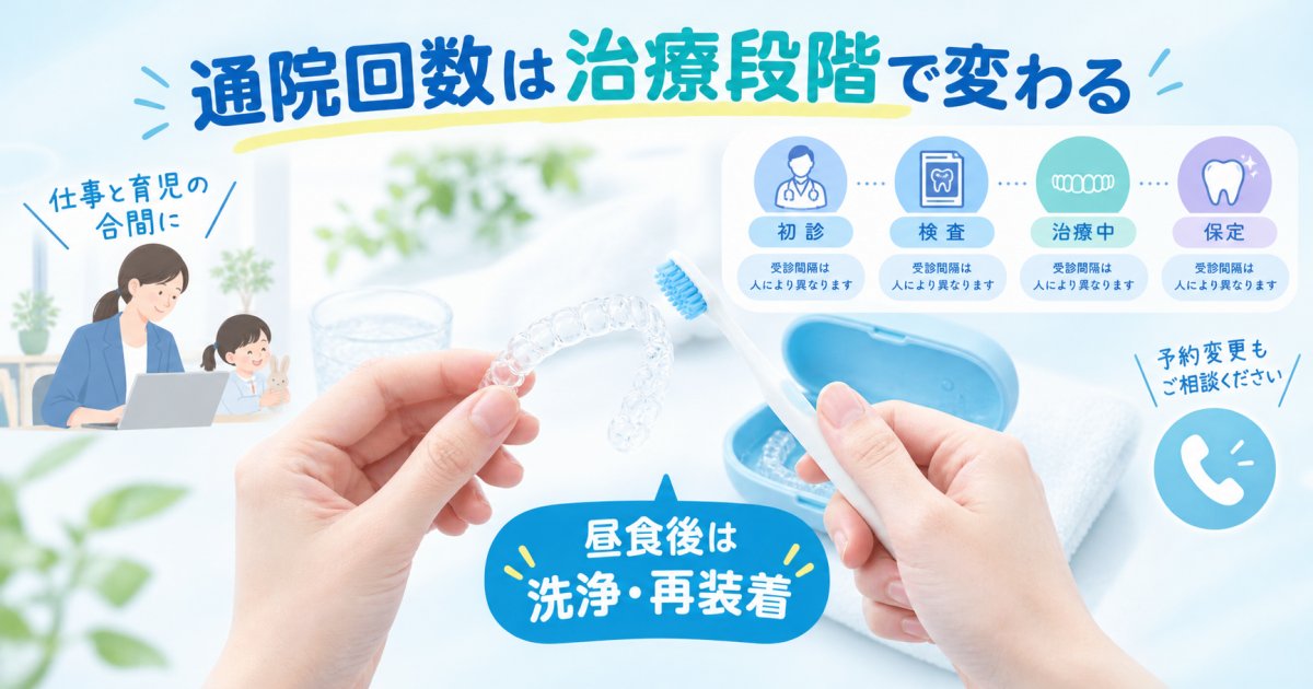 仕事と育児で通院が難しい方へ｜マウスピース矯正の来院回数と続け方